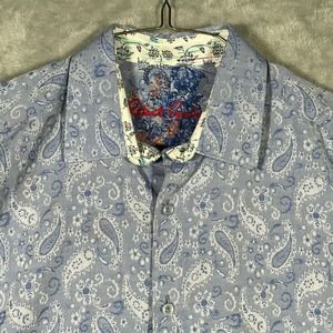 Robert‎ Graham Shirt Mens Medium Purple Paisley Flip Cuff Classic Fit